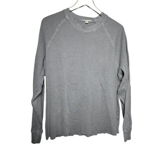 James Perse Mens Thermal Knit Raglan Sweatshirt graystone pigment Size 3 Large - Picture 1 of 7